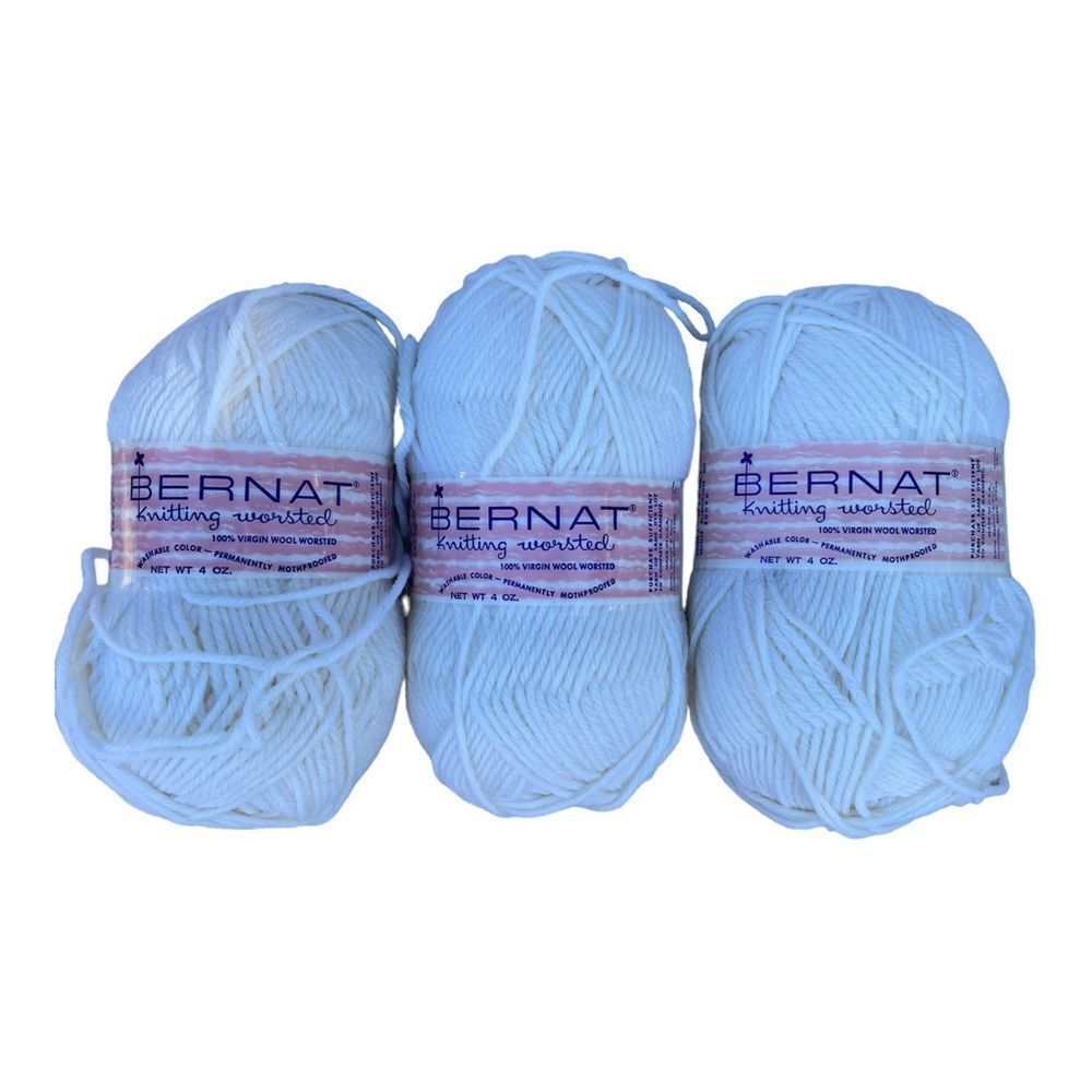 Vintage Bernat Knitting Worsted Yarn lot color 4842 white